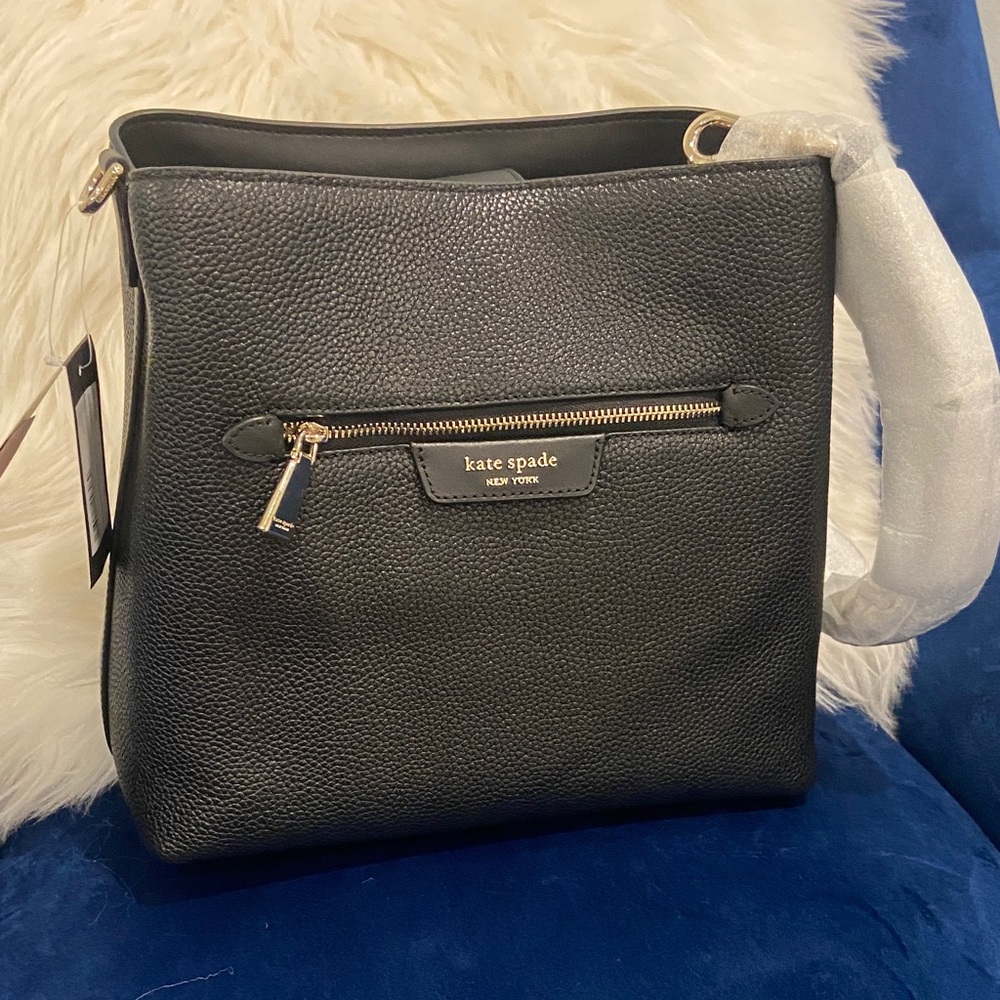 NWT Kate Spade Black Pebbled Leather Shoulder Bag with dust bag - Picture 15 of 16